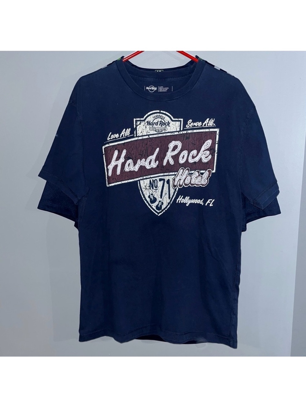Seminole Hard Rock Hotel & Casino Blue Short Sleeve T Shirt Hollywood Florida